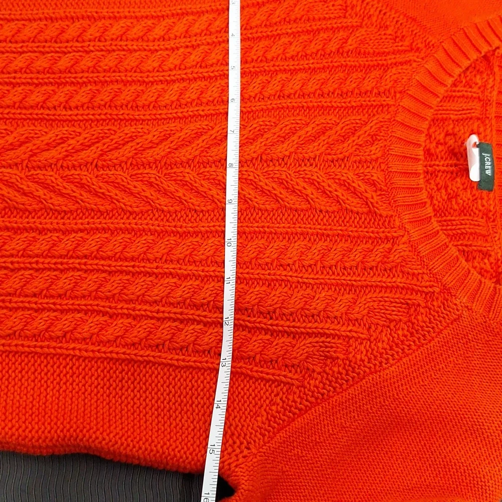 J. CREW 100% Cotton Orange Cable Knit Crew Neck Sweater